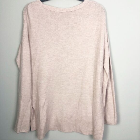 EXPRESS | Blush Pink V-Neck Tunic Length Sweater Oversized Women’s Size Medium - Picture 6 of 7